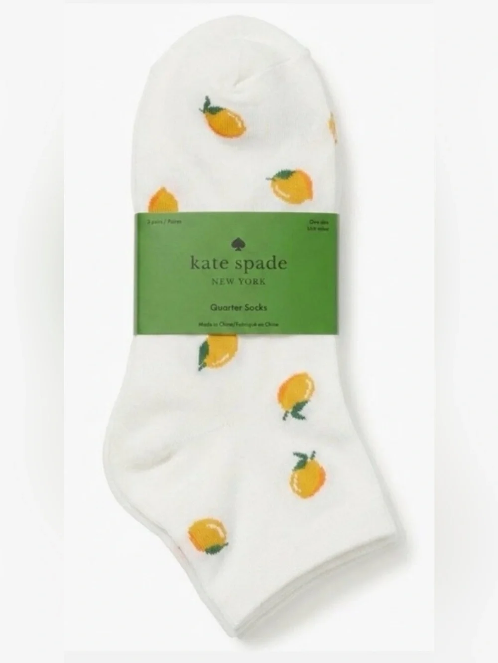 kate spade White Socks with Yellow Lemon Motif